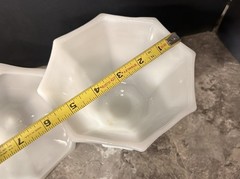 Vintage Milk Glass Anchor Hocking Grapes & Leaves Footed Candy Dish with Lid 8”
