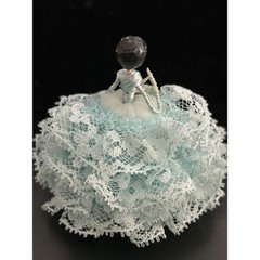 Lace Doll Figurine Unisex Small Blue Vintage Wire Body Handcrafted Unbranded