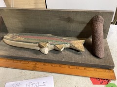 Wood Decorative Fishing Shelf Trout Rustic Lake Cabin Cottage Fathers Day 1980s
