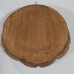 Vintage Switzerland Alphorn Hand Carved Schweiz Swisse Wood Wall Plaque 9″ Diam