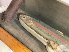 Wood Decorative Fishing Shelf Trout Rustic Lake Cabin Cottage Fathers Day 1980s