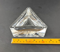Vtg ATLANTIS Portugal Full Lead Crystal Triangle Trinket /Candy Dish MCM Style