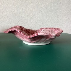 Medium Fitz & Floyd FF Pink Lettuce/Cabbage Leaf Serving Bowl