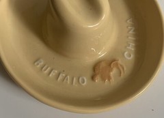 Vtg HTF Buffalo China Yellow Hat Sombrero Cowboy Hat Ceramic Decor Collectible