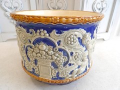 Art Nouveau Eichwald Czech Art Pottery Neoclassical Cobalt Blue/White Jardinere