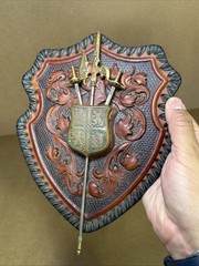 Vintage Medieval Wall Decorative Arts Coat Of Arms Europe 9×7” Used WOW!