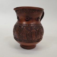 Vintage Greek Souvenir Pottery Set 4 Terracotta Relief Bowls Pitcher Jar Greece