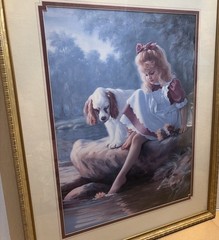Vintage Homco Framed Picture Girl With Cocker Spaniel Home Interior Made In USA