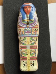 Vintage Egyptian Sarcophagus Tin Box British Museum Souvenir for Archaeologist Y