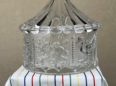 Vtg Goebel W German Lead Crystal Carousel Animals Circus Tent Covered Candy Dish