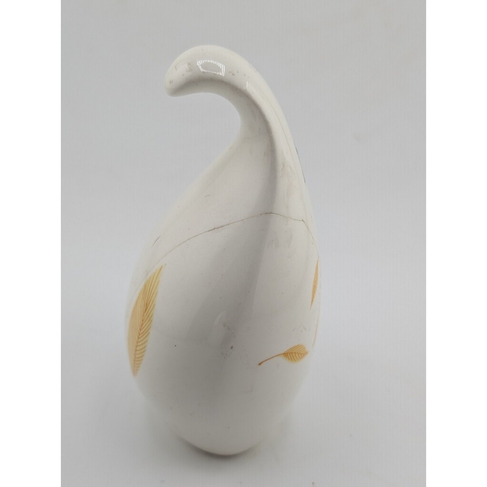 Vintage Ceramic Bird Shaker White Gold Leaf Design