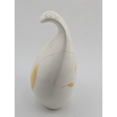 Vintage Ceramic Bird Shaker White Gold Leaf Design