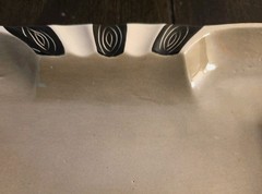 Vintage Enesco 1970s Import Ashtray. White, Gray, & Black. 10 1/8″X 6 1/8″x 7/8″