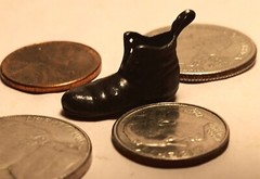 VICTORIAN BOOT charm vtg goth metal black shoe bracelet pendant jewelry