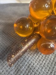 Vintage MCM Amber Orange Lucite Grape Cluster Large Driftwood Stem