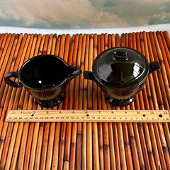 Vintage Sugar Bowl & Creamer Mikasa Moderna Shape by Larry Laslo HG001 Jet