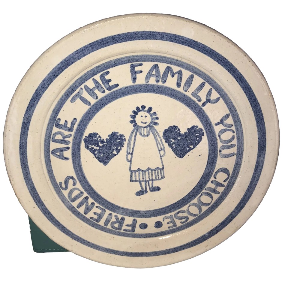 Vintage Pottery Signed Plate “ Friends Are The Family We Choose Fun
