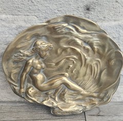 Brass Art Nouveau Trinket Dish Card Pin Tray, Heavy Quality Vide Poche Art…