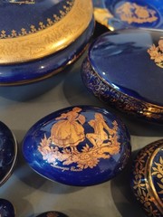 Limoges Castel French Porcelain Blue & gold Collection 10 Piece Set Miniature