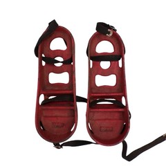 Vtg Dan Lurie Iron Boots Cast Iron Red Weight Lifting W/ Straps Art Deco NY USA
