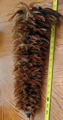 AntiQue Feather Duster w Gorgeous Red Chinese Chicken Feathers *DISPLAY–UNIQUE!