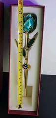 Beautiful Gold Dipped Rose 24K Plated Forever Preserved Roses Flower Blue 11″~~
