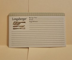 Longaberger 50 Recipe Cards 3×5 / 12 GINGHAM Dividers/Index: A-Z/Food Categories