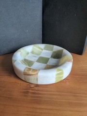 Catch All Stone Checkerboard 5″ Round Small Splicing Mosaic Tray Edc