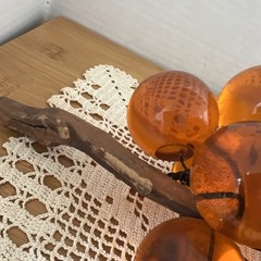 Vintage MCM Amber Orange Lucite Grape Cluster Large Driftwood Stem