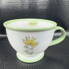 Starbucks Nurturing White Green Floral 10oz Coffee Cup Mug Set 2 Mugs Cups VTG