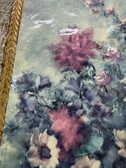 VTG Gold Gilt Italian Florentine Tole Wood Wall Picture Plaque FLORAL 7”x 6”