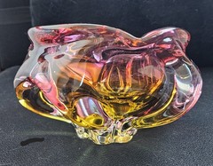 Gorgeous Bohemian Joseph Hospodka for Chribska Glassworks Art Glass Heavy Dish