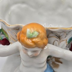 VTG Porcelain Centerpiece Bowl Cherub Occupied Japan Hand Painted Gold Trim
