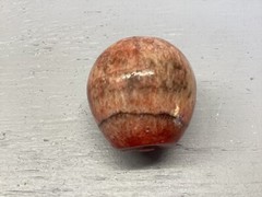Vintage Polished Peach Pink Red Apple Marble Stone Fruit w/ Wood Stem