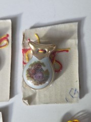 Vintage Limoges France Porcelain Mini Castanets Victorian Gold Trim 4 Total