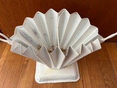 RARE Vintage White Metal Graveside Funeral Flower Basket 22″ Fan Beautiful!