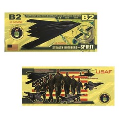 5 Pc/set USAF Fighter Jet Gold Foil Banknote Collection F16 F22 F35 B2 AH64 Gift