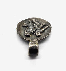 Ancient Roman Erotic Silver Medallion Pendant Classical Relief Couple Artifact