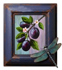 Original Plum Oil Painting 8×10″ Canvas Board Fruit Wall Art Kitchen Decor