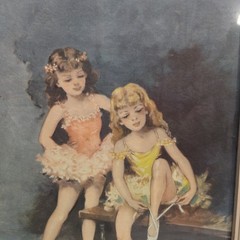 1940’s (2)Vtg Florence Kroger Ballerina Prints, Mid-Century Shabby Chic Signed
