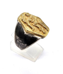 100 BC Ancient High Carat GOLD Silver Roman Greek Ring Erotic Motive Artifact