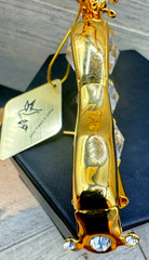 KG & C GOLD-PLATED MOTORCYCLE “CLEAR SWAROVSKI CRYSTAL” ORNAMENT/FIGURINE-W/TAG
