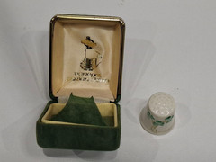 Belleek Ireland Shamrock Porcelain Thimble Vintage 7th Brown Mark Collectible