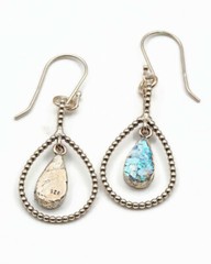 Roman Glass Silver925 Earrings Ancient Authentic 200 BC Fragment Bluish Patina