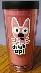 Hallmark Hoops & Yoyo “Drink Up!” Pink Plastic Travel Mug Tumbler Cup 10oz