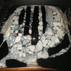 Fused Glass Black White & Gray Pebble Pebble Studio Art Glass Dish 12″