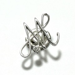 ALLNIQUE Diamond Hexagon Brooch Silver 0.05ct S Condition