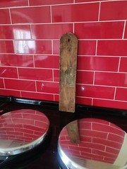 Antique late 19th century Oakleys Wellington knife polish board oak and leather