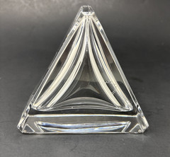 Vtg ATLANTIS Portugal Full Lead Crystal Triangle Trinket /Candy Dish MCM Style