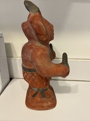Large Pre-Columbian Replica Clay Ceramic Painted Altarpiece Maize Man God